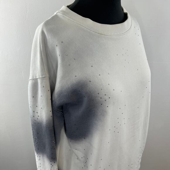 Off-White MAIN LABEL C/O Virgil Abloh Spray Bling Crystal Cotton Sweatshirt M - Picture 5 of 9